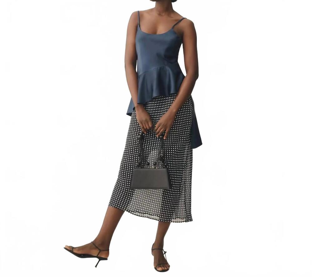 NEW HUTCH asymmetrical longline tank top in navy blue